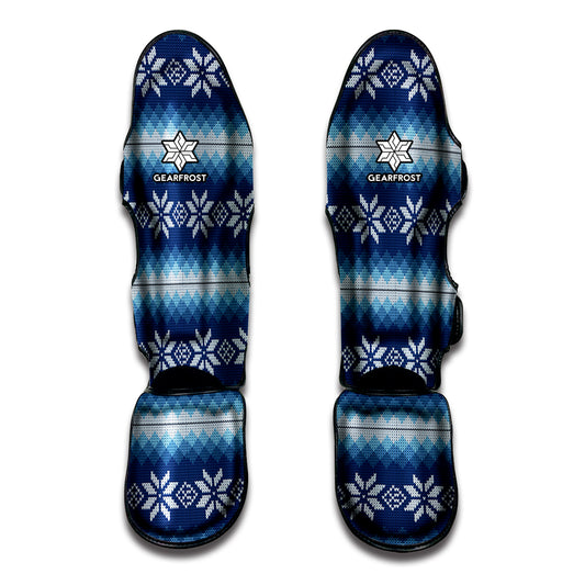 Snow Flower Knitted Pattern Print Muay Thai Shin Guard