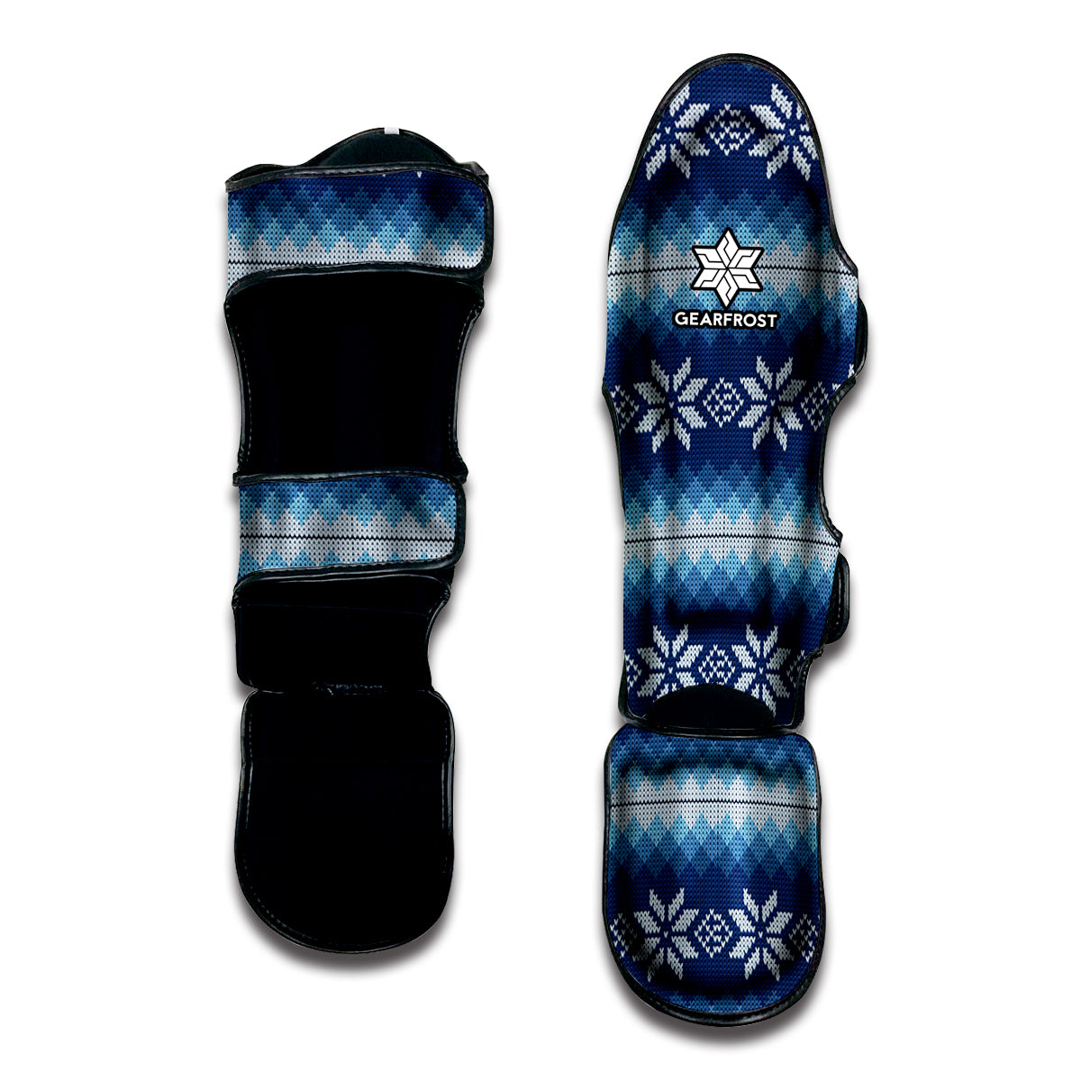 Snow Flower Knitted Pattern Print Muay Thai Shin Guard