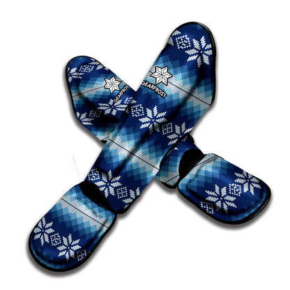 Snow Flower Knitted Pattern Print Muay Thai Shin Guard