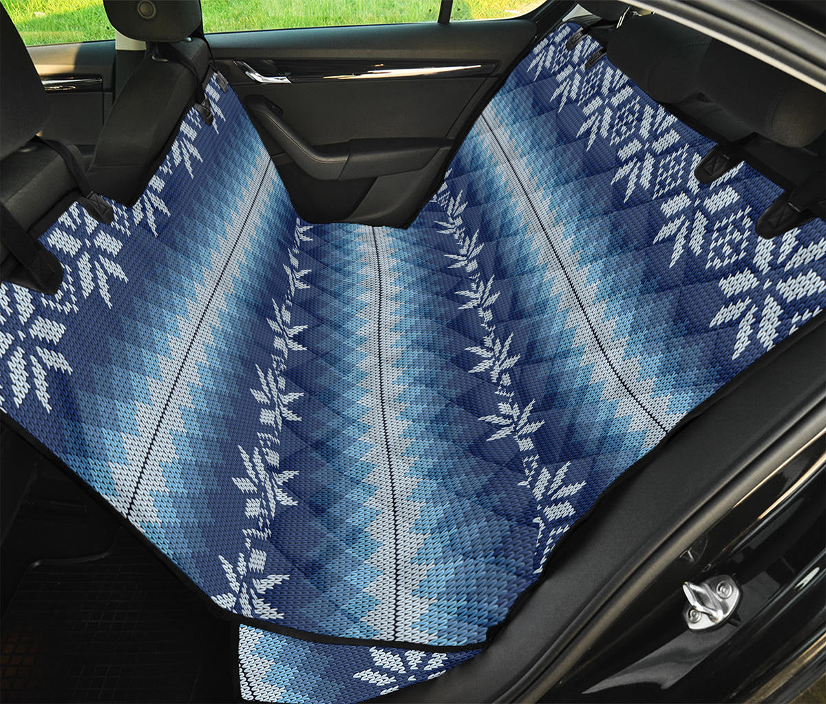 Snow Flower Knitted Pattern Print Pet Car Back Seat Cover