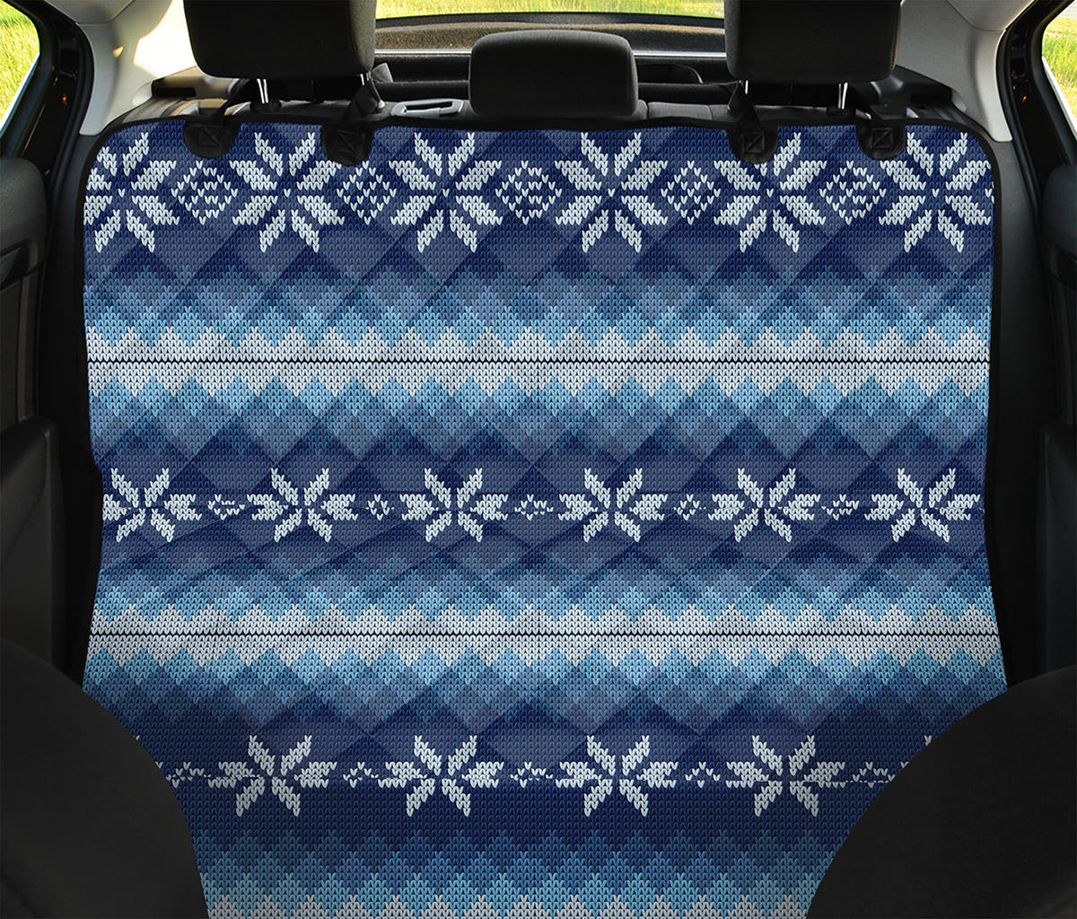 Snow Flower Knitted Pattern Print Pet Car Back Seat Cover