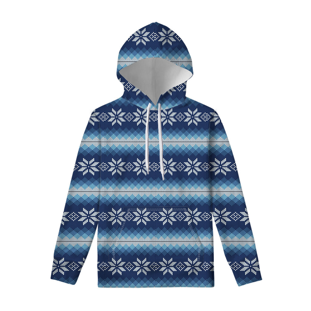 Snow Flower Knitted Pattern Print Pullover Hoodie