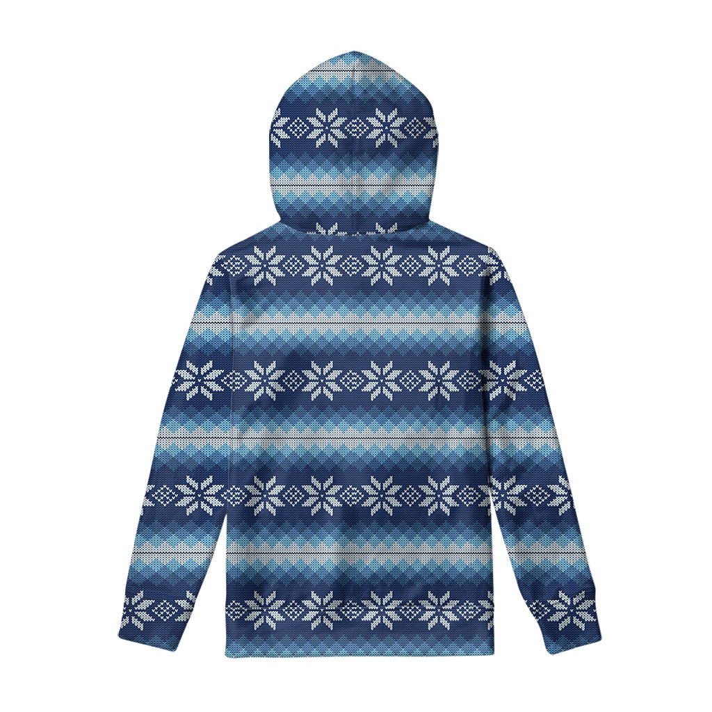 Snow Flower Knitted Pattern Print Pullover Hoodie