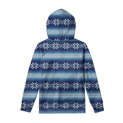 Snow Flower Knitted Pattern Print Pullover Hoodie
