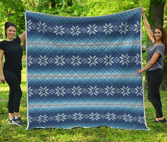 Snow Flower Knitted Pattern Print Quilt