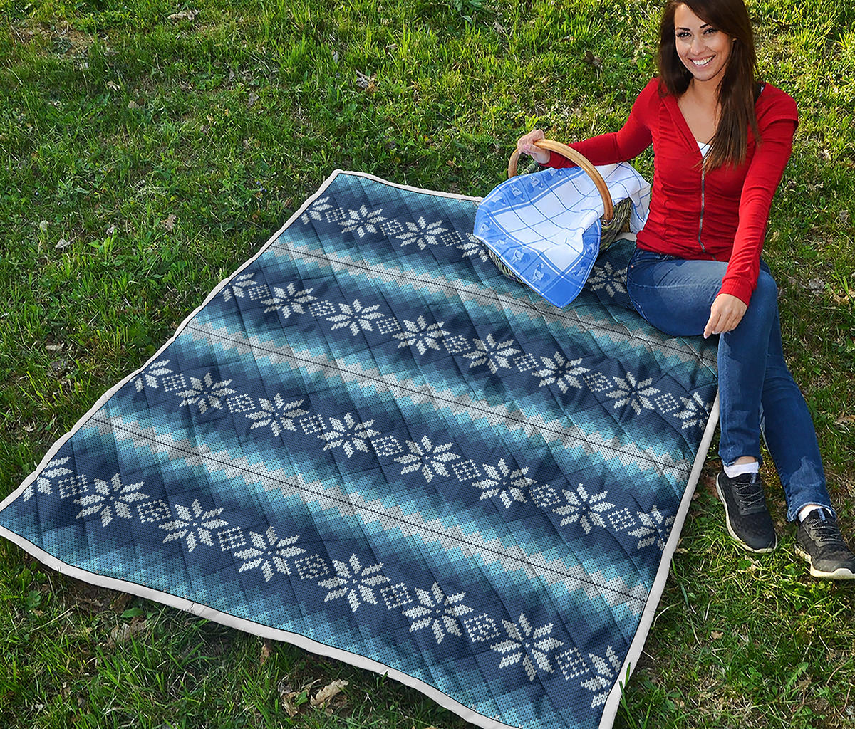 Snow Flower Knitted Pattern Print Quilt