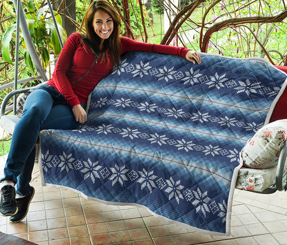 Snow Flower Knitted Pattern Print Quilt