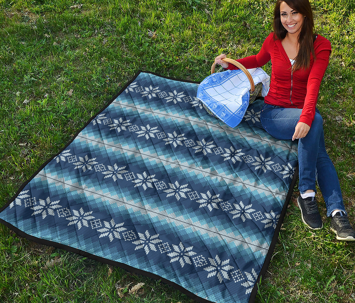 Snow Flower Knitted Pattern Print Quilt
