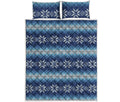 Snow Flower Knitted Pattern Print Quilt Bed Set