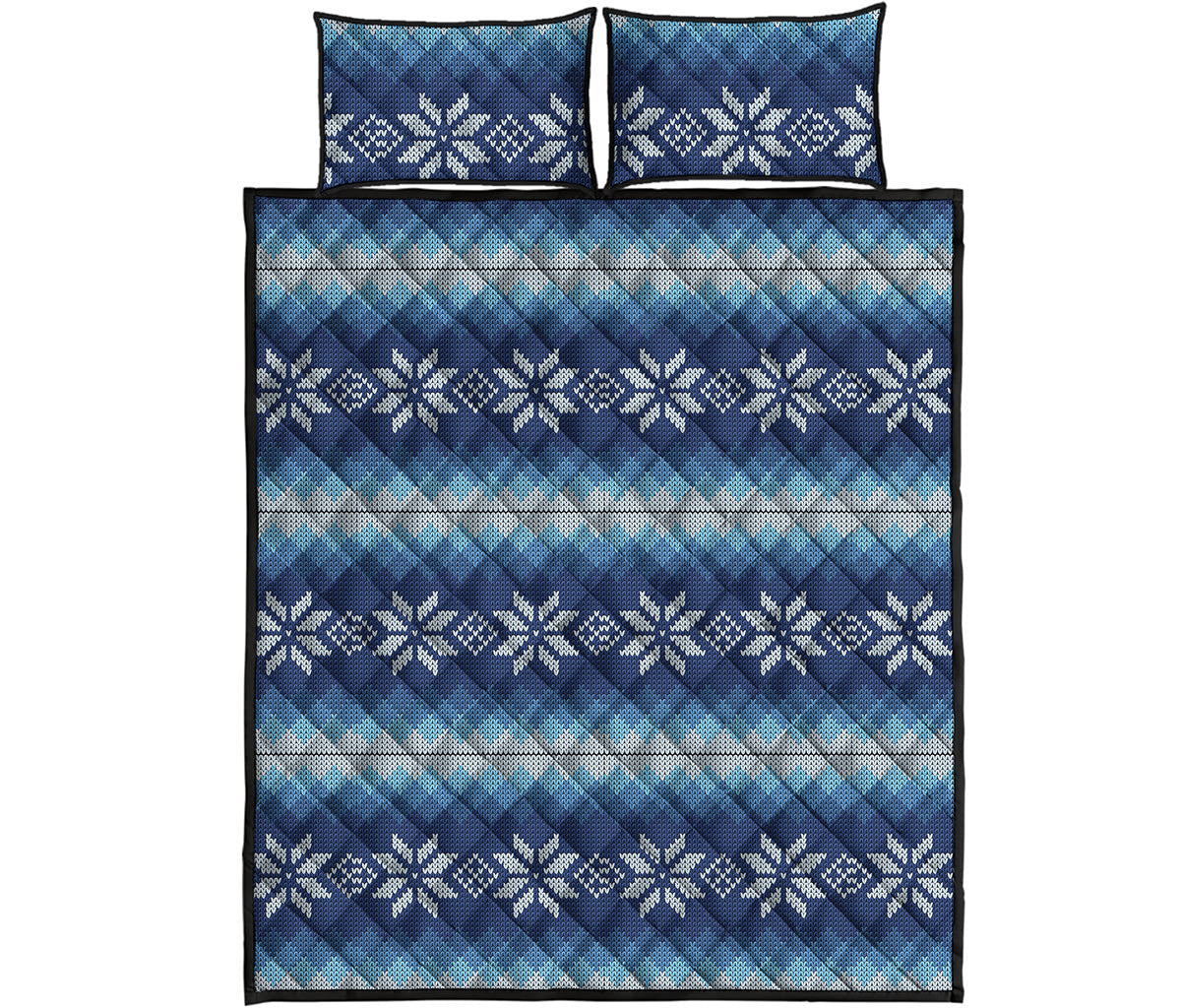 Snow Flower Knitted Pattern Print Quilt Bed Set