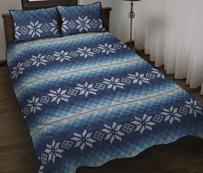 Snow Flower Knitted Pattern Print Quilt Bed Set
