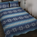 Snow Flower Knitted Pattern Print Quilt Bed Set