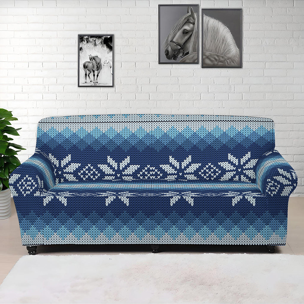 Snow Flower Knitted Pattern Print Sofa Cover