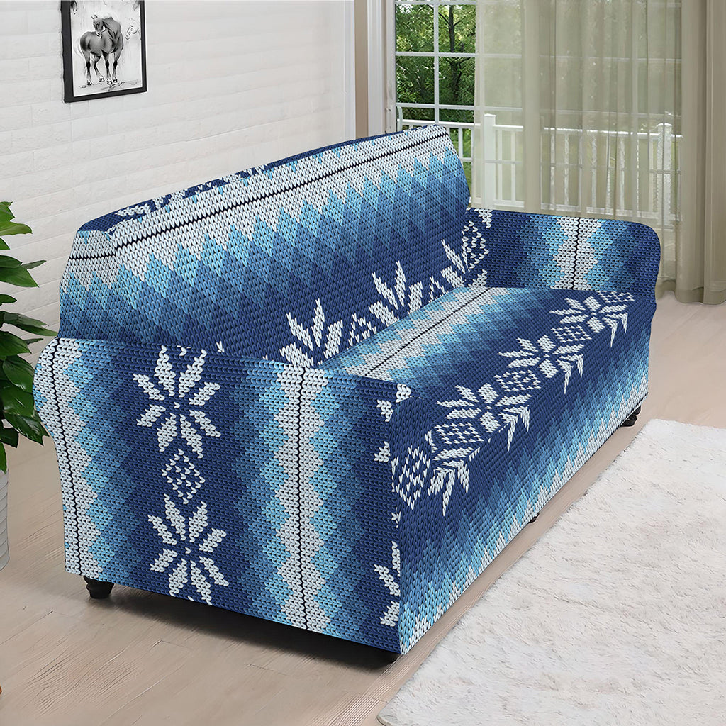 Snow Flower Knitted Pattern Print Sofa Cover