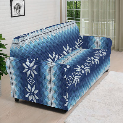 Snow Flower Knitted Pattern Print Sofa Cover