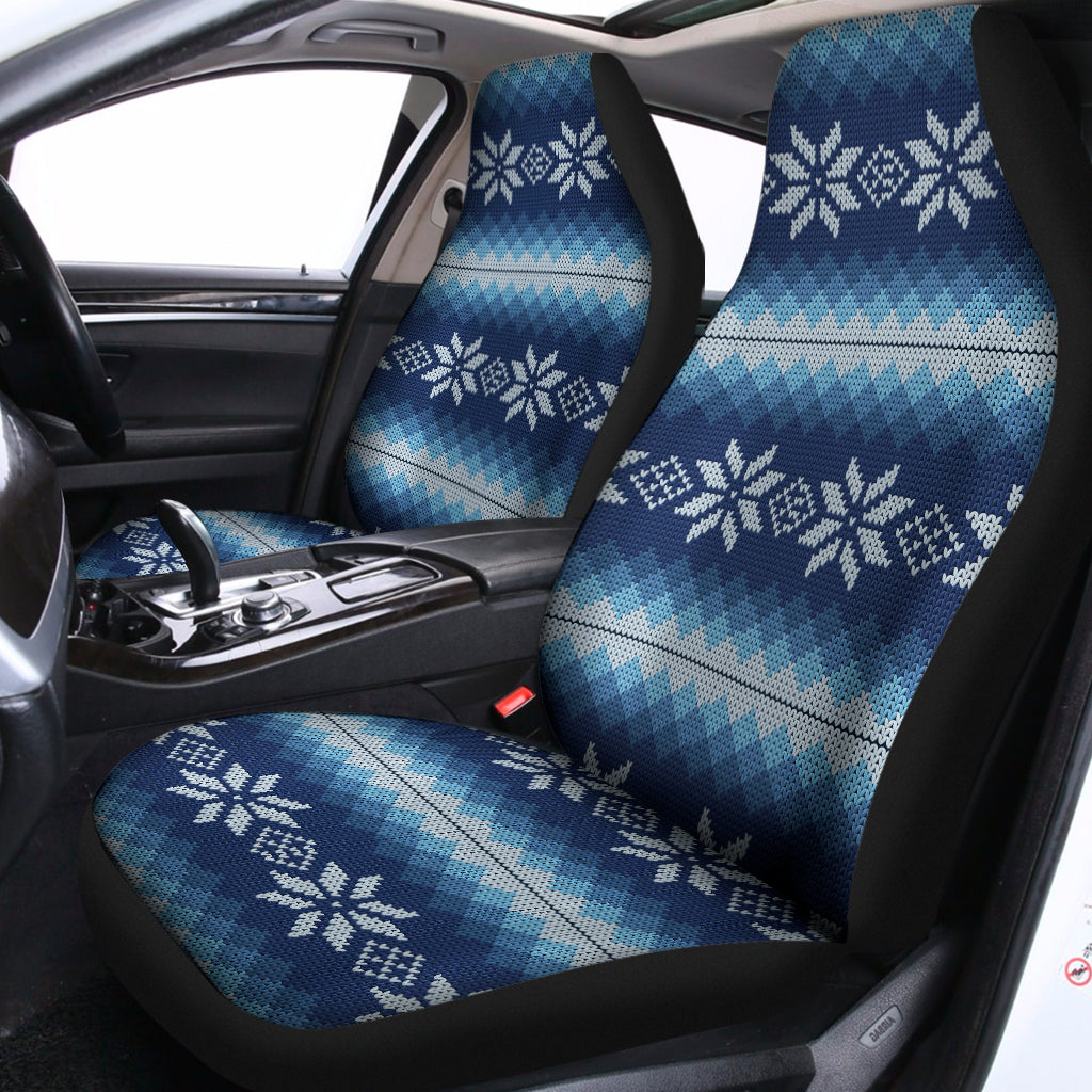 Snow Flower Knitted Pattern Print Universal Fit Car Seat Covers