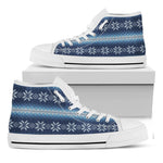 Snow Flower Knitted Pattern Print White High Top Shoes