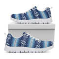 Snow Flower Knitted Pattern Print White Running Shoes