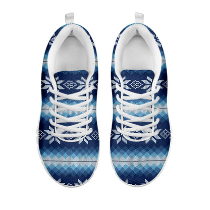 Snow Flower Knitted Pattern Print White Sneakers