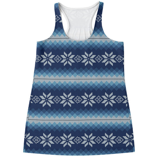 Snow Flower Knitted Pattern Print Women's Racerback Tank Top