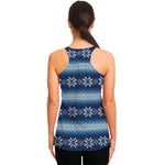 Snow Flower Knitted Pattern Print Women's Racerback Tank Top