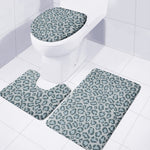 Snow Leopard Knitted Pattern Print 3 Piece Bath Mat Set