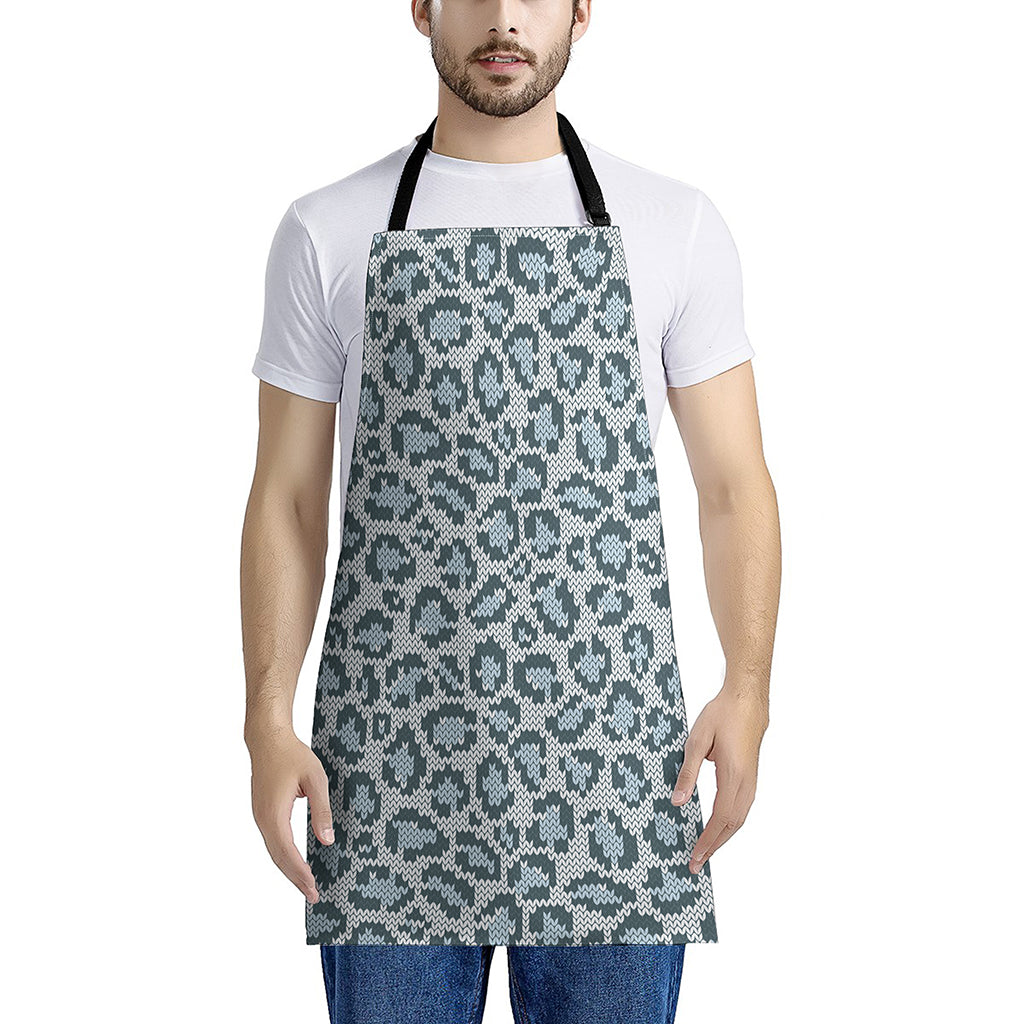 Snow Leopard Knitted Pattern Print Apron