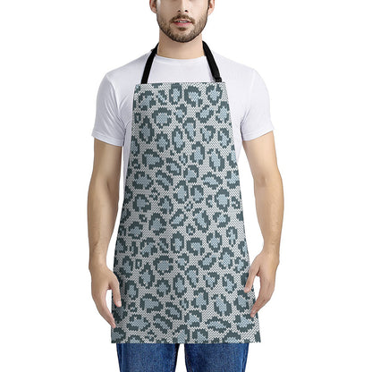Snow Leopard Knitted Pattern Print Apron