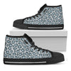 Snow Leopard Knitted Pattern Print Black High Top Shoes
