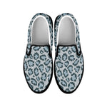 Snow Leopard Knitted Pattern Print Black Slip On Shoes