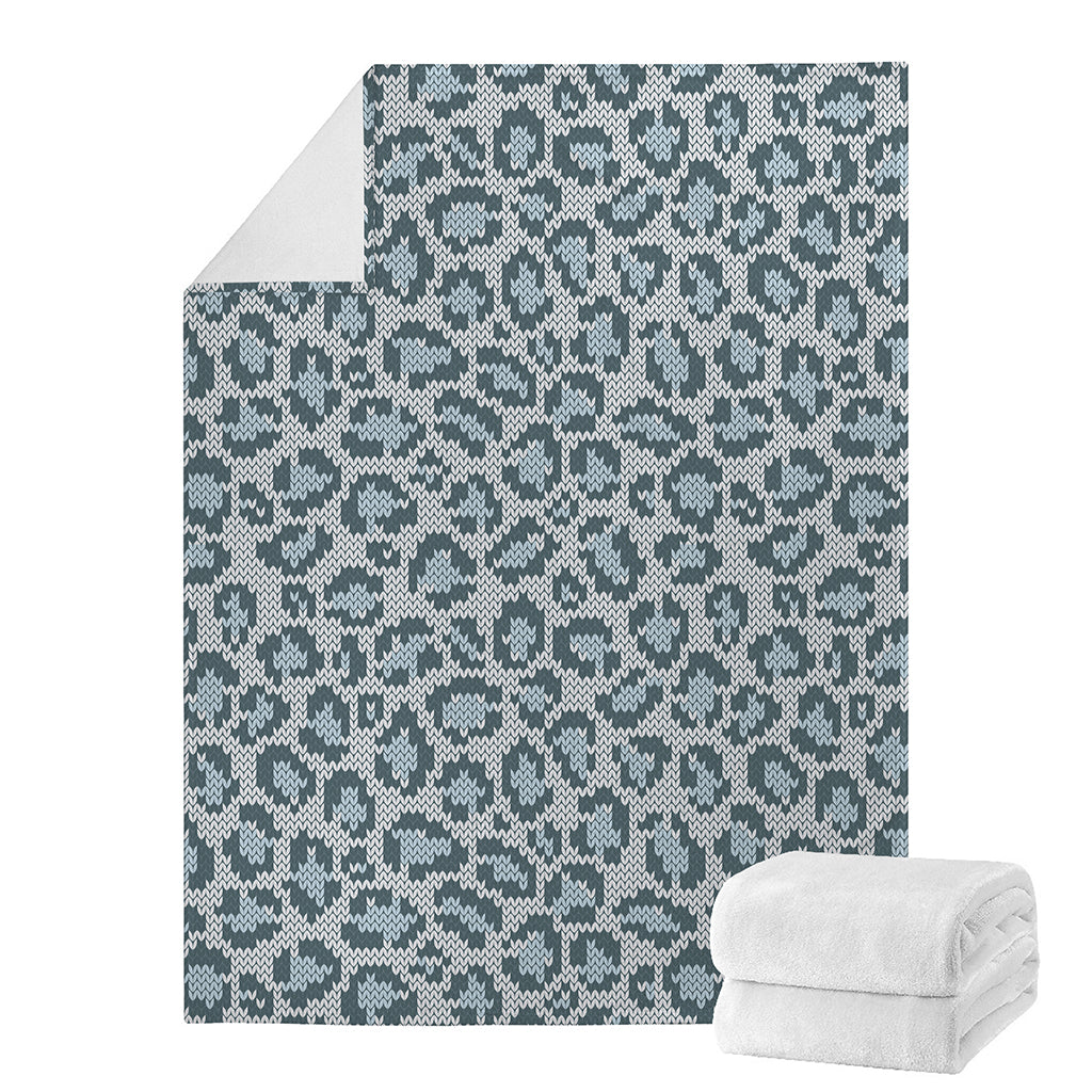 Snow Leopard Knitted Pattern Print Blanket