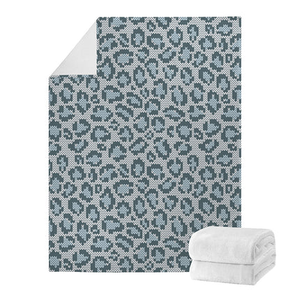 Snow Leopard Knitted Pattern Print Blanket