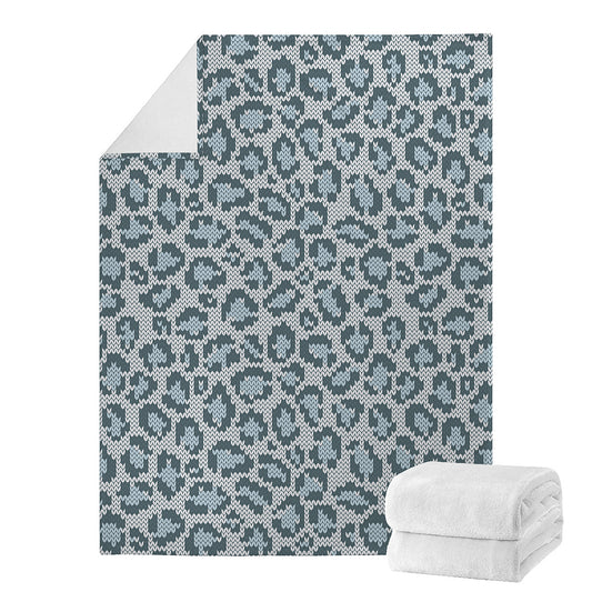 Snow Leopard Knitted Pattern Print Blanket