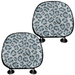 Snow Leopard Knitted Pattern Print Car Headrest Covers