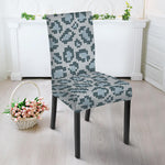 Snow Leopard Knitted Pattern Print Dining Chair Slipcover