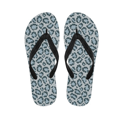 Snow Leopard Knitted Pattern Print Flip Flops