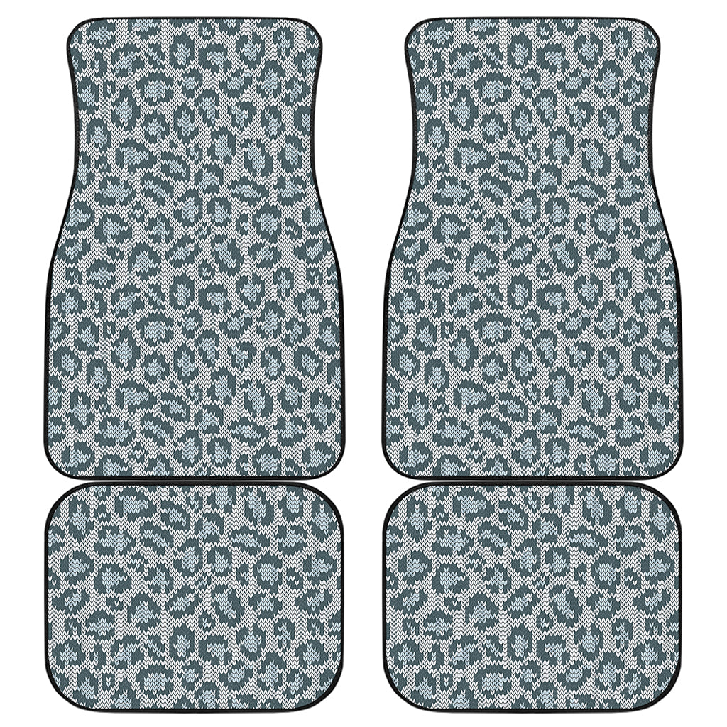Snow Leopard Knitted Pattern Print Front and Back Car Floor Mats