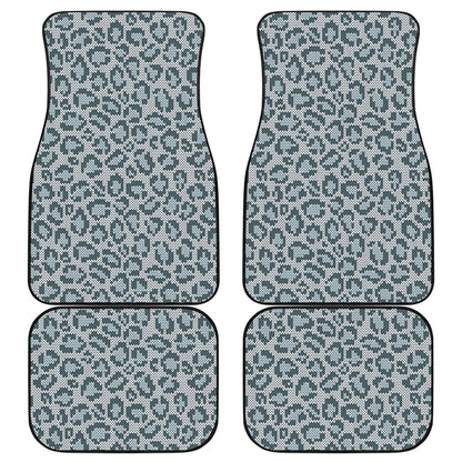 Snow Leopard Knitted Pattern Print Front and Back Car Floor Mats