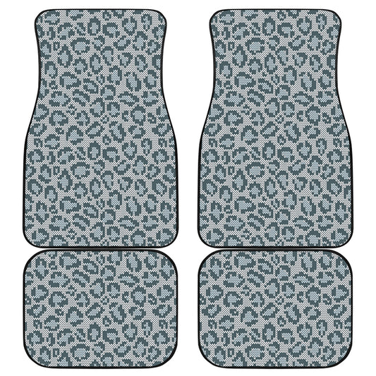 Snow Leopard Knitted Pattern Print Front and Back Car Floor Mats