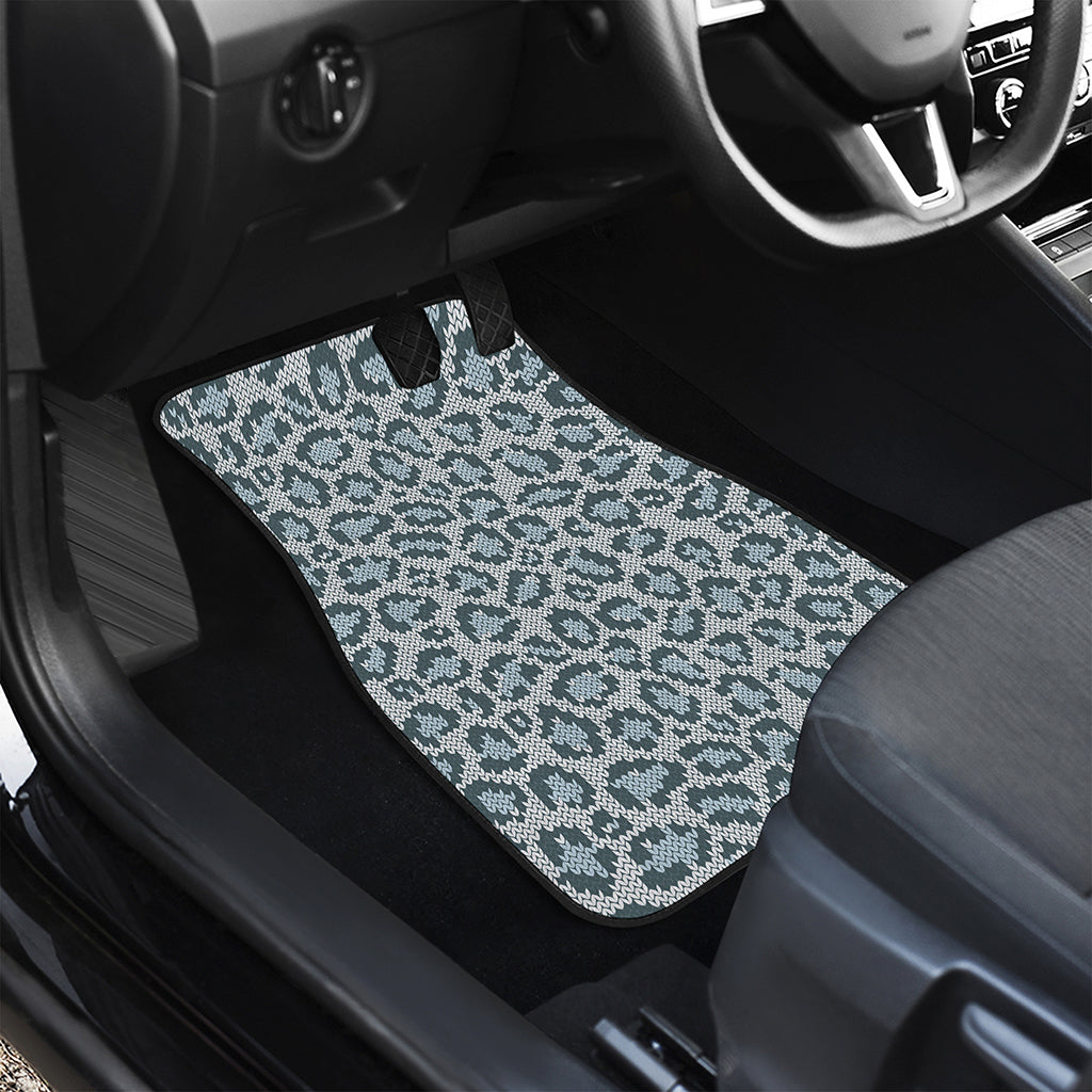 Snow Leopard Knitted Pattern Print Front and Back Car Floor Mats