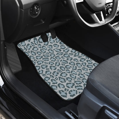 Snow Leopard Knitted Pattern Print Front and Back Car Floor Mats