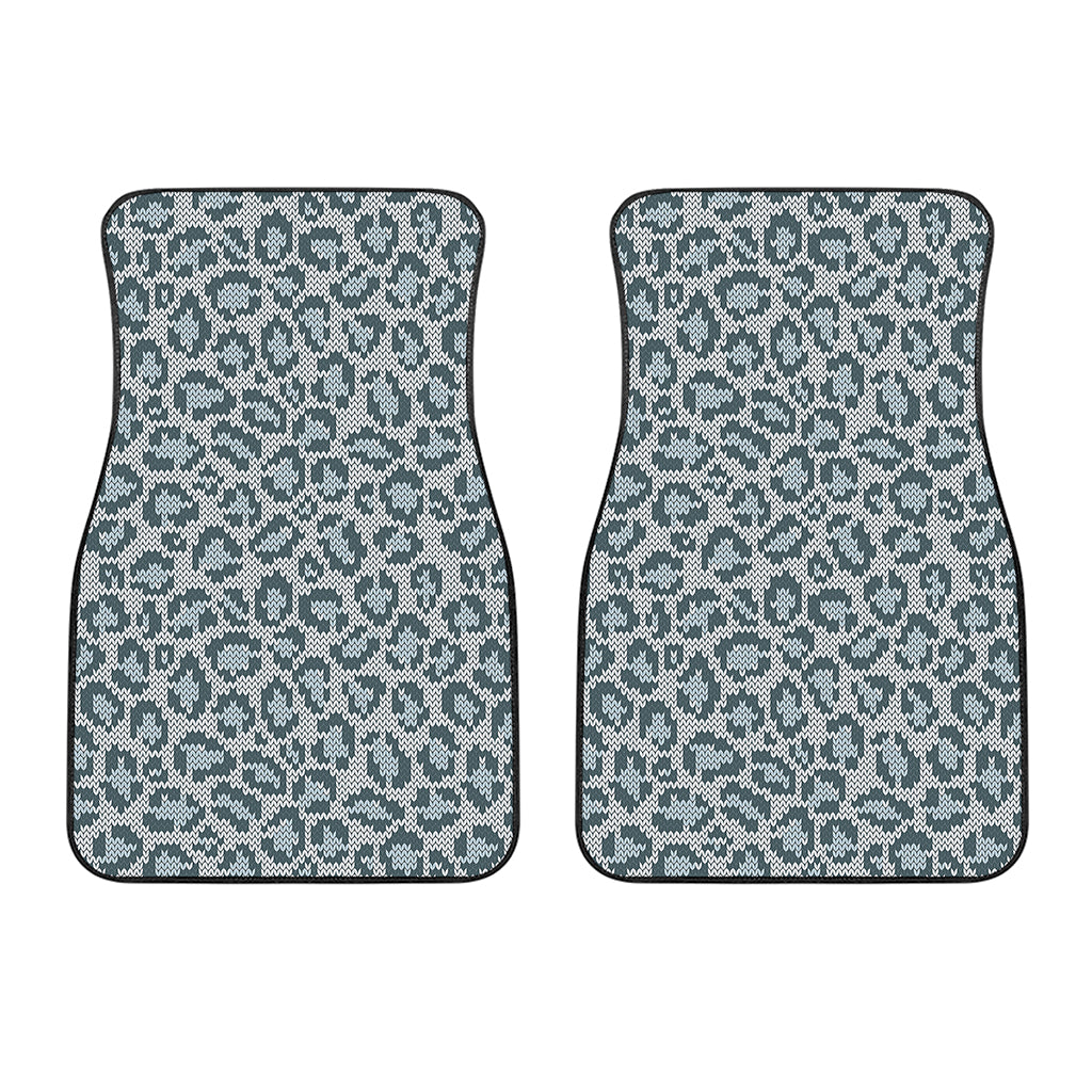 Snow Leopard Knitted Pattern Print Front Car Floor Mats