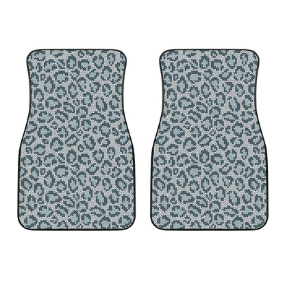 Snow Leopard Knitted Pattern Print Front Car Floor Mats