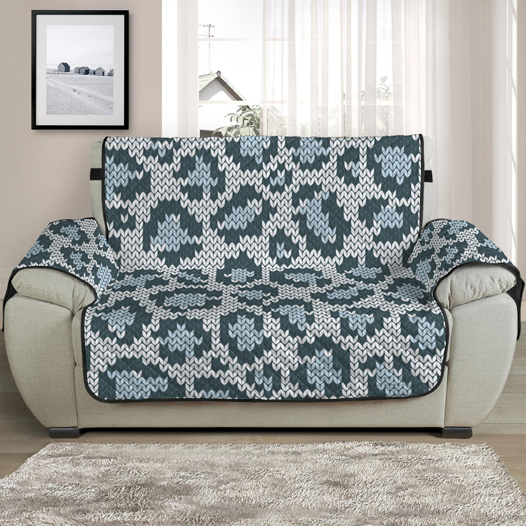 Snow Leopard Knitted Pattern Print Half Sofa Protector