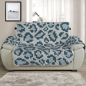 Snow Leopard Knitted Pattern Print Half Sofa Protector