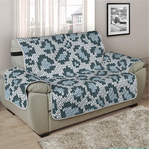 Snow Leopard Knitted Pattern Print Half Sofa Protector