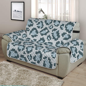 Snow Leopard Knitted Pattern Print Half Sofa Protector