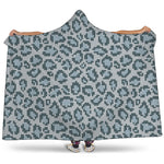 Snow Leopard Knitted Pattern Print Hooded Blanket