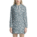 Snow Leopard Knitted Pattern Print Pullover Hoodie Dress