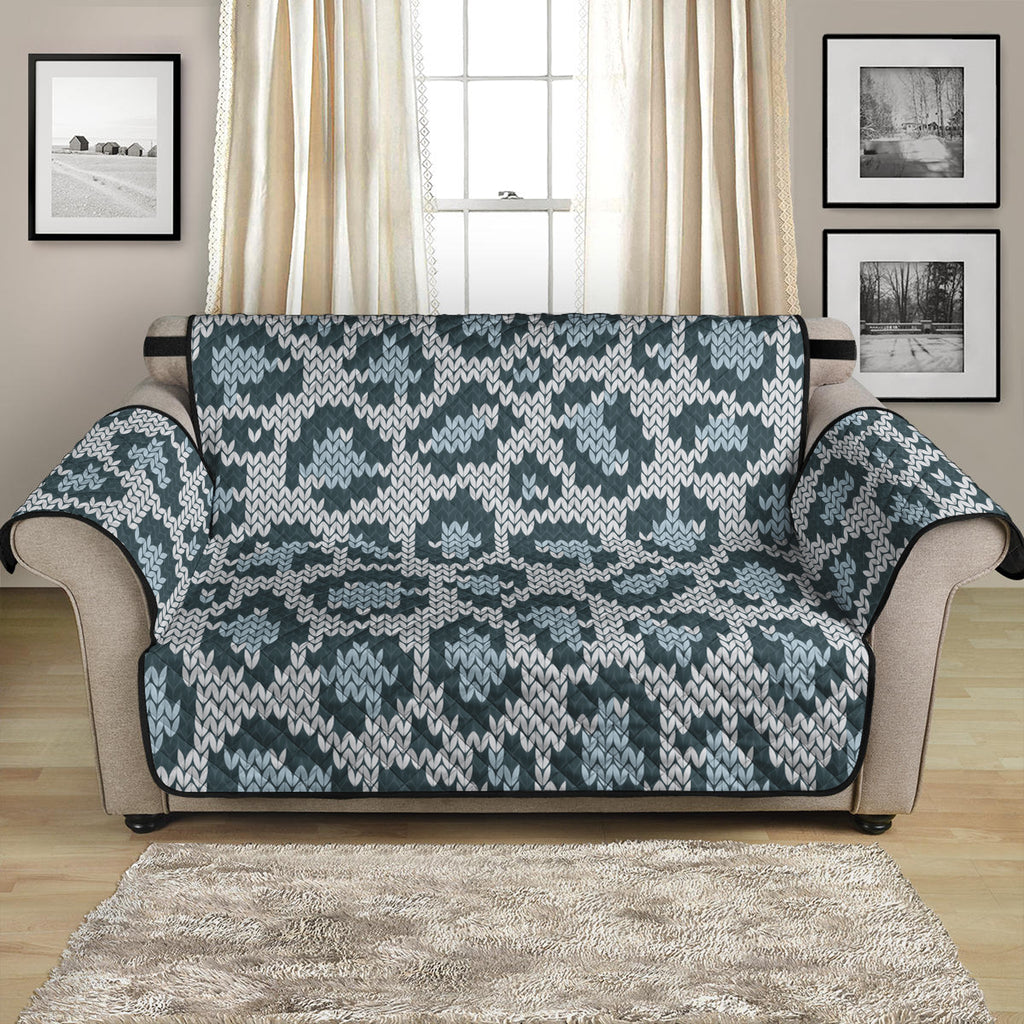 Snow Leopard Knitted Pattern Print Loveseat Protector